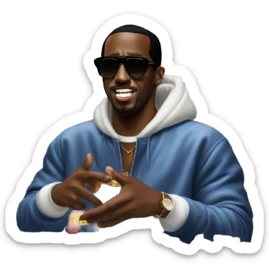 P Diddy with 1000 bottles of baby oil sticker