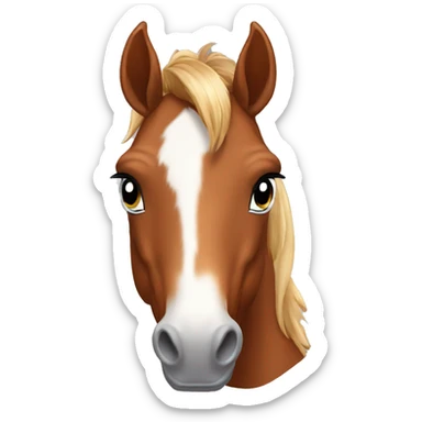 Chestnut horse with white, cheeky playful horse, young horse foal filly horse yearling sticker