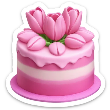 pink tulip cake sticker