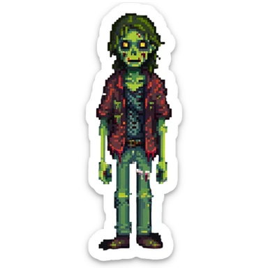 zombie with decaying skin and tattered clothes sticker