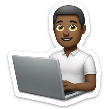 man working on laptop with skin tone #3 sticker