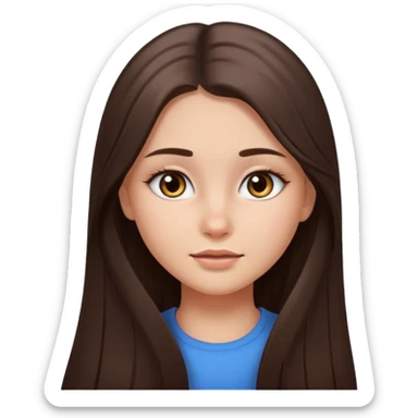 beautiful girl with long brown dark hair straight and with gray eyes with a small birthmark on her cheek emoji ios 18 sticker