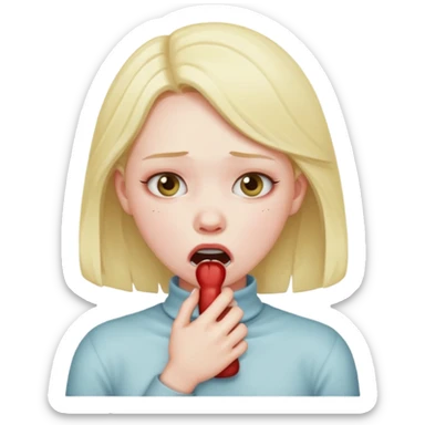 a girl choking herself sticker