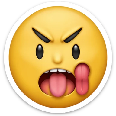 an angry emoji with his tounge sticking out sticker