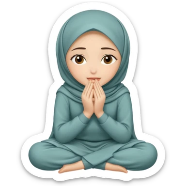 Hijabi girl sitting and hiding her face from her hands sticker
