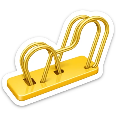 ​"A flat, 2D paperclip icon, colored solid yellow, positioned diagonally, as commonly seen in mobile messaging applications." sticker