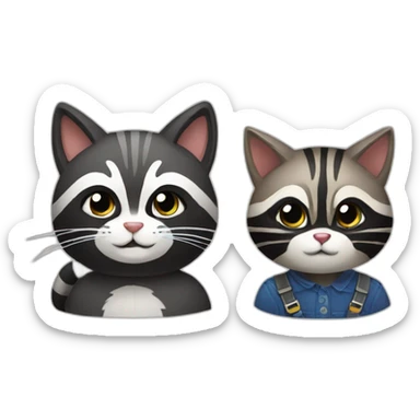 Cat and raccoon sticker