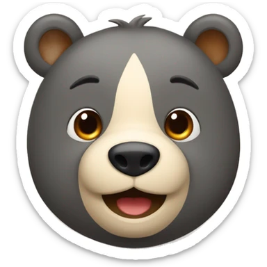 A bear with a Mandarin and he Looks happy and Sweet  sticker