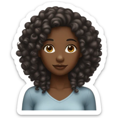 Black girl with long curly hair sticker