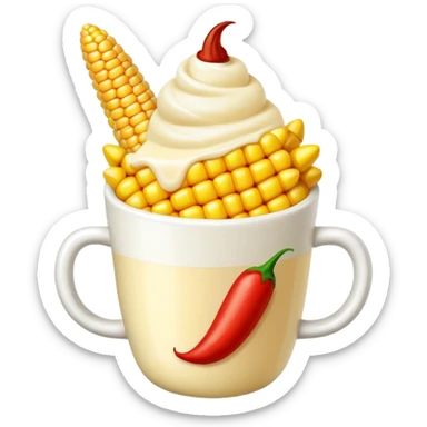 I would like you to make a emoji with corn in a cup mayo and red chile on top plz sticker