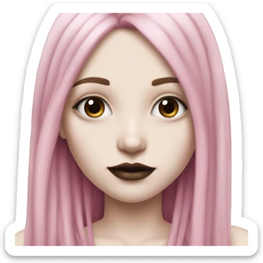 Hyperreal pale skin emo girl with long pink and black hair sticker