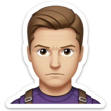 hawkeye clint barton portrait marvel, brown hair from captain america: civil war sticker