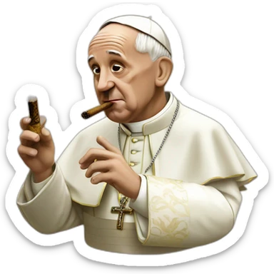 The pope smoking cigar sticker