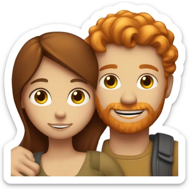 Ginger man hugging a brunette girl sticker