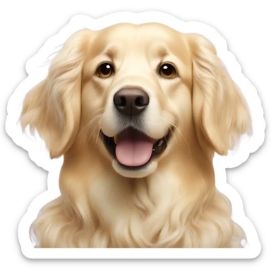 White English cream long haired curly golden retriever with honey emojis floating above her head sticker