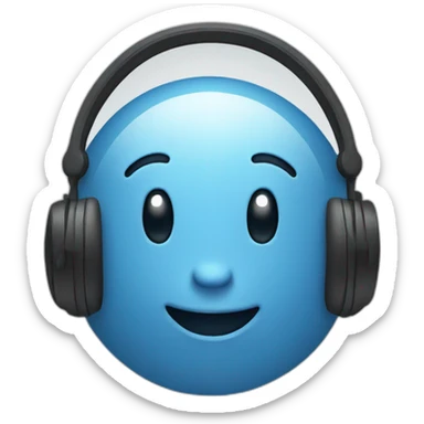 Relieved emoji with headphones sticker