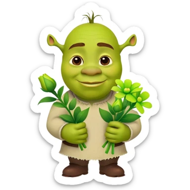 Shrek giving green flowers  sticker