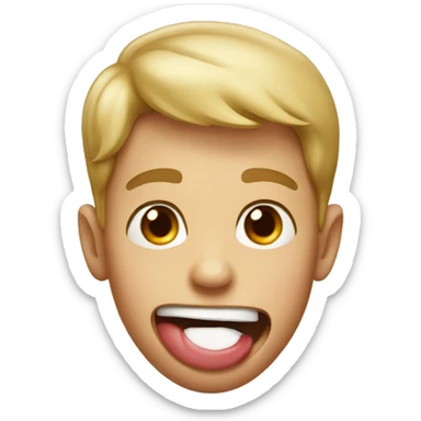 a boy with his tongue out  sticker