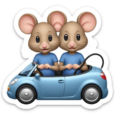 Mice driving with the other mouse’s face in his lap only hair showing sticker