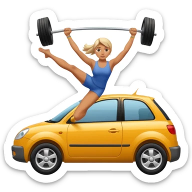 Barefoot woman lifting up a car sticker