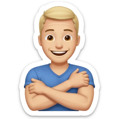 arms crossed over neck laughing guy sticker