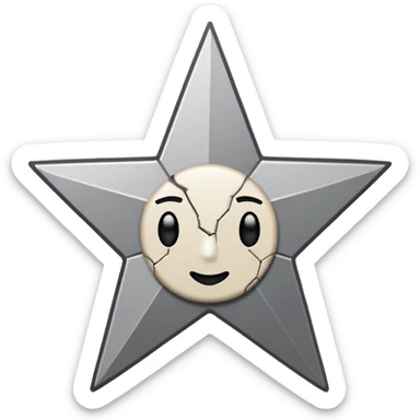 Minimalist emoji-style sticker of a cracked Walk of Fame star with a faint claw mark coming from below, grayscale and ash tones


 sticker