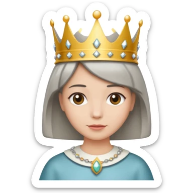 Wearing a crown. Bob haircut with salt pepper hair sticker