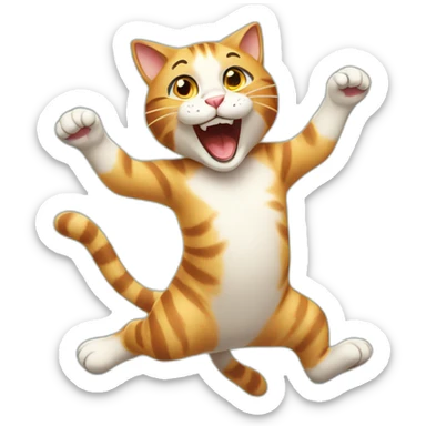 Happy cat jumping standing up sticker