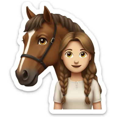Brown Horse and brown haired girl sticker