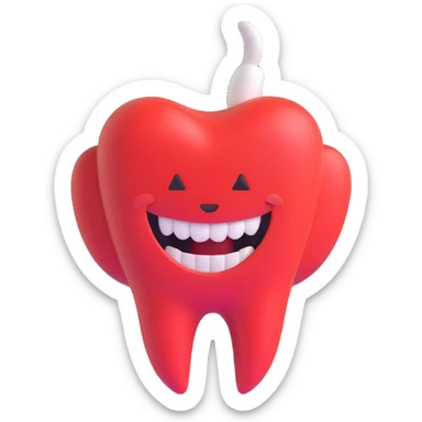 smiling tooth with a slicked-back hair gel look, playful vibe sticker