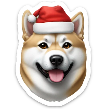 Japanese akita wearing santas hat sticker