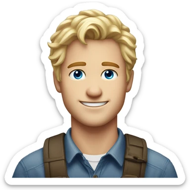 Handsome guy with blonde hair blue eyes and charming freckles with a pretty smile and hunter eyes sticker