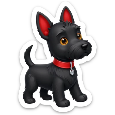 Black scottie dog with red collar walking away  sticker