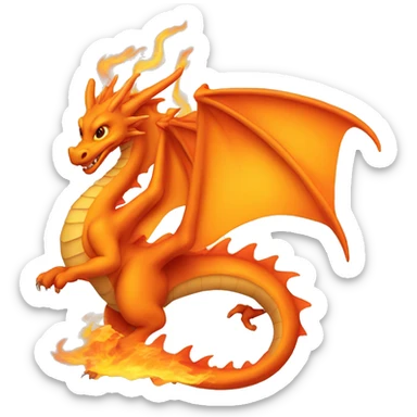 Orange Dragon with flames  sticker