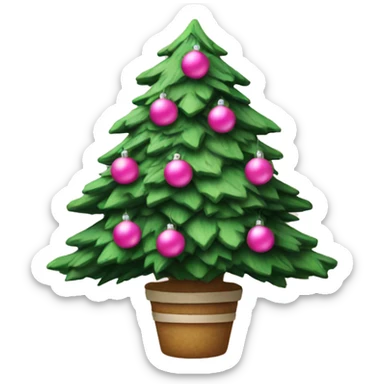christmas tree with pink ornaments sticker