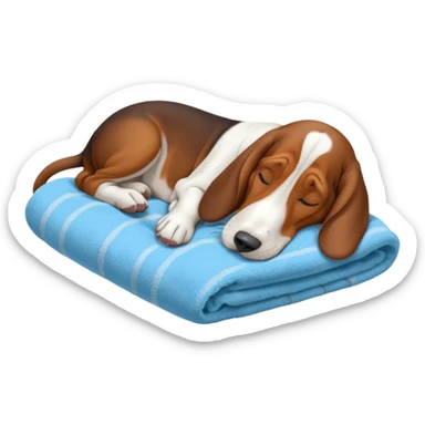 A basset hound sleeping on a blanket sticker