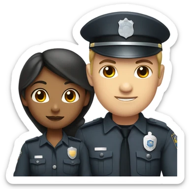 Civil Girl and police man with dark grey uniform sticker