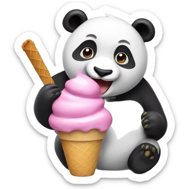Panda eating ice cream sticker