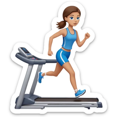 white girl with brown hair and blue-eyes, on treadmill sticker