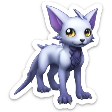 cute cool edgy sharp eldritch ethereal futuristic punk Digimon-Fakemon-animal full body sticker