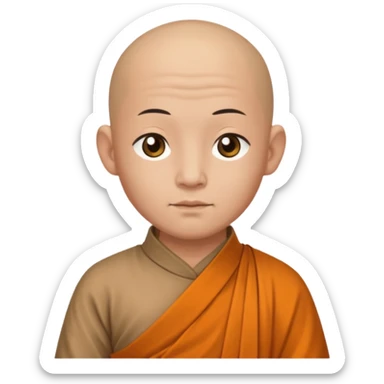 A bald Asian monk with ancient clothes sticker
