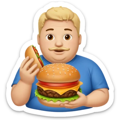 fat guy holding burger sticker