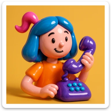 girl talking on telephone in her room sticker