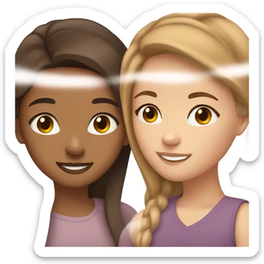 lesbian cuddles dark brown hair girl and light brown hair girl  sticker