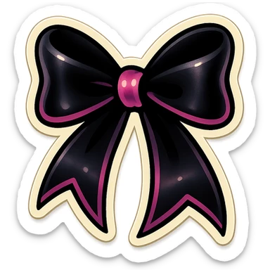 gothic bow, black and pink, retro stickers style sticker