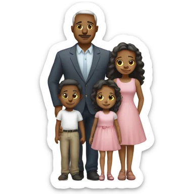 Mom and dad and three daughters white sticker
