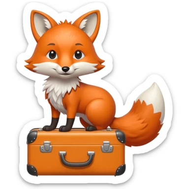 A clever fox gripping a tiny suitcase with its agile tail. sticker