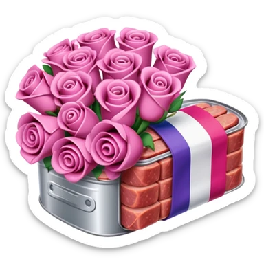 SPAM MEAT rose bouquet wrapped in french flag sticker