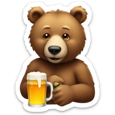 Bear drinking beer sticker