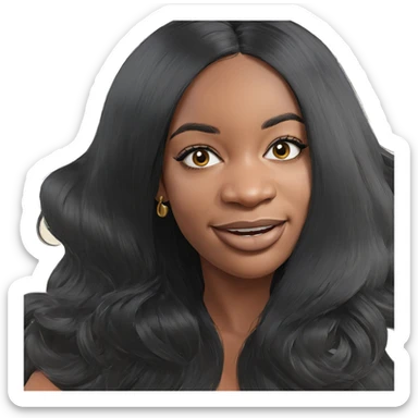 smiling girl with black hair sticker